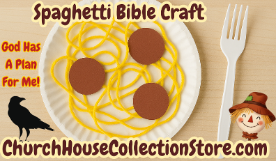 God has a plan for me Bible Sunday School Craft for preschoolers Spaghetti paper plate craft using yarn by ChurchHouseCollectionStore.com