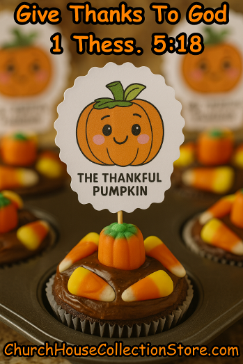 Give Thanks To God Cupcakes The Thankful Pumpkin 1 Thess. 5:18 Bible Lesson Free